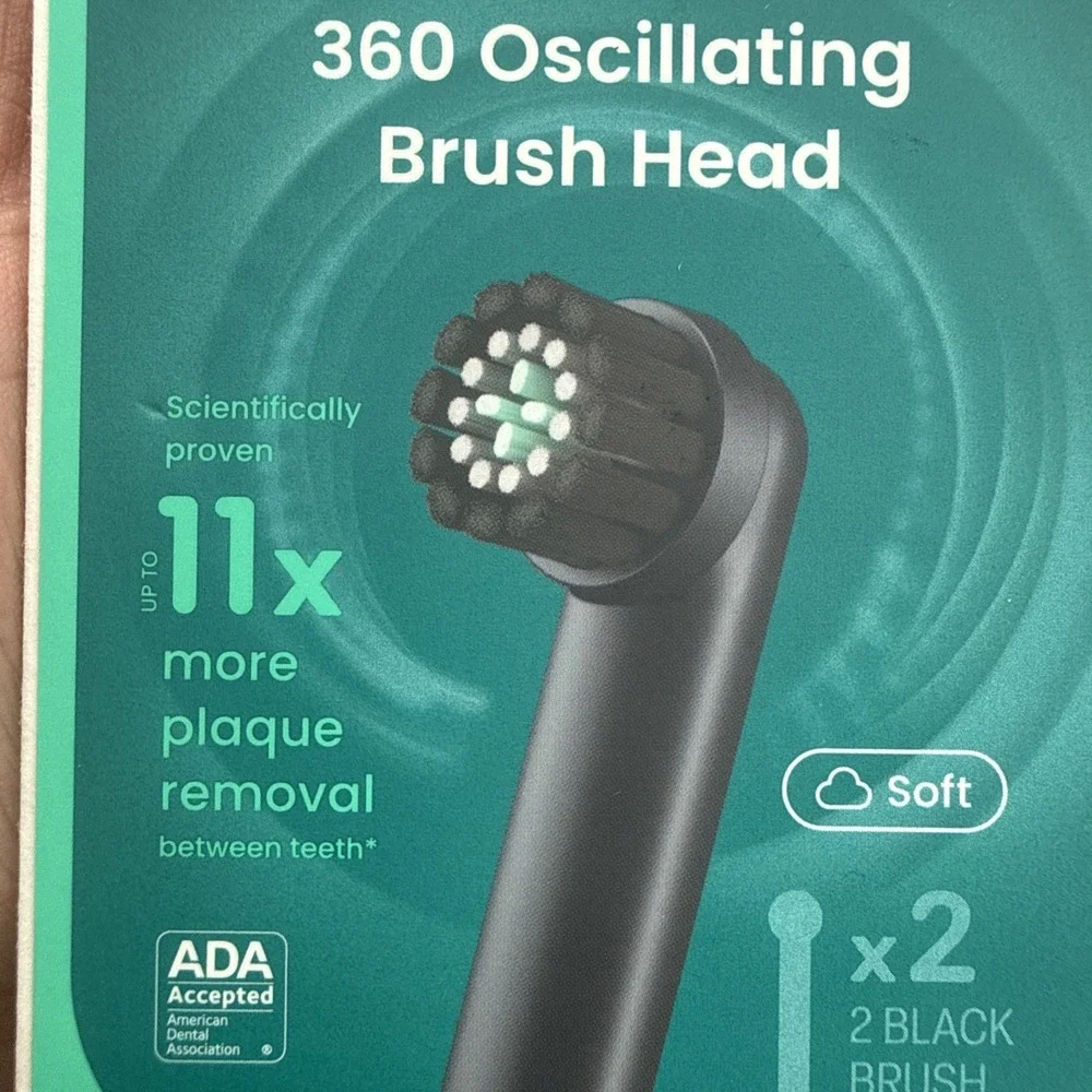 Quip 360 Oscillating Brush Head Soft Black Replacement Heads 2 Pack‎ Times 2 New